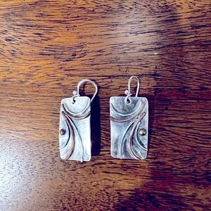 Artistic Silver and Copper Earrings